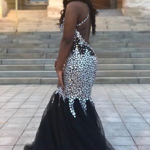 Black mermaid prom dress with silver sequins!